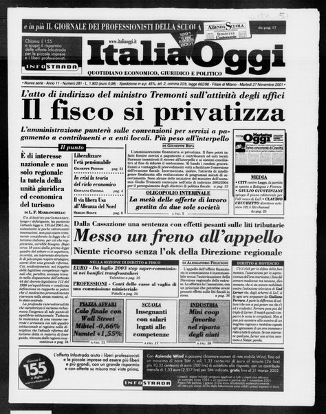 Italia oggi : quotidiano di economia finanza e politica